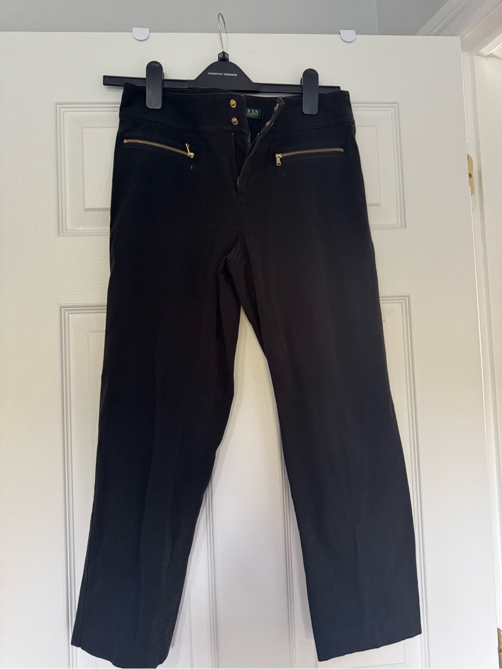 Ralph Lauren Black Pants with Gold Zip Pockets
